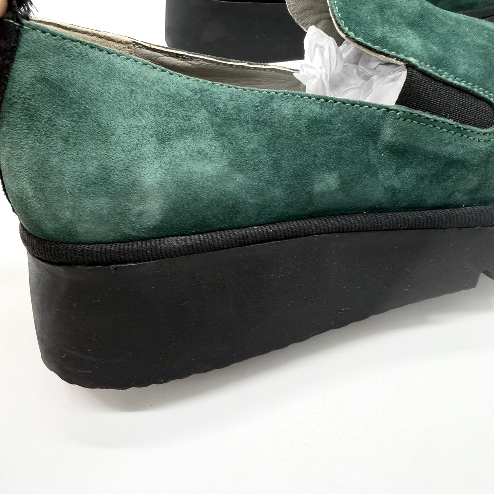 FLY LONDON Pece Wedge Slip On Shoes Women 38 Green Suede Platform Comfort Loafer - Picture 8 of 14